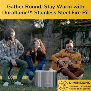 Duraflame 19.5 Inch Smokeless Fire Pit with Double Walled Technology and Removable Grate for Backyard Entertainment, Camping, and Tailgating, Silver