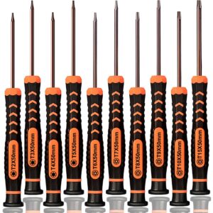 torx screwdriver set of t2-t15, teckman 10-piece magnetic small torx security screwdrivers with t2 t3 t4 t5 t6 t7 t8 t9 t10 t15 star screwdriver tool kit for xbox,ps3,ps4,knife,computer & other device