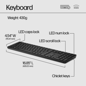 HP 650 Wireless Keyboard & Mouse Combo - 2.4Ghz Wireless, USB Receiver, Low-Profile Keys, 20+ Programmable Keys, DPI Mouse - 20+ Months Keyboard, 24+ Mouse Battery - Win, Chrome, MacOS (4R013AA#ABL)