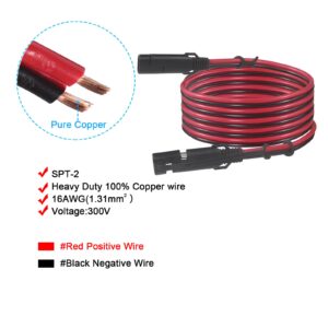 SAE to SAE Extension Cable 16AWG - SAE Cable 6FT Battery Charger Extension Cord Heavy Duty 16AWG Quick Disconnect SAE 2Pin Connector with SAE Polarity Reverse Adapter for Solar Panel Trickle Charger