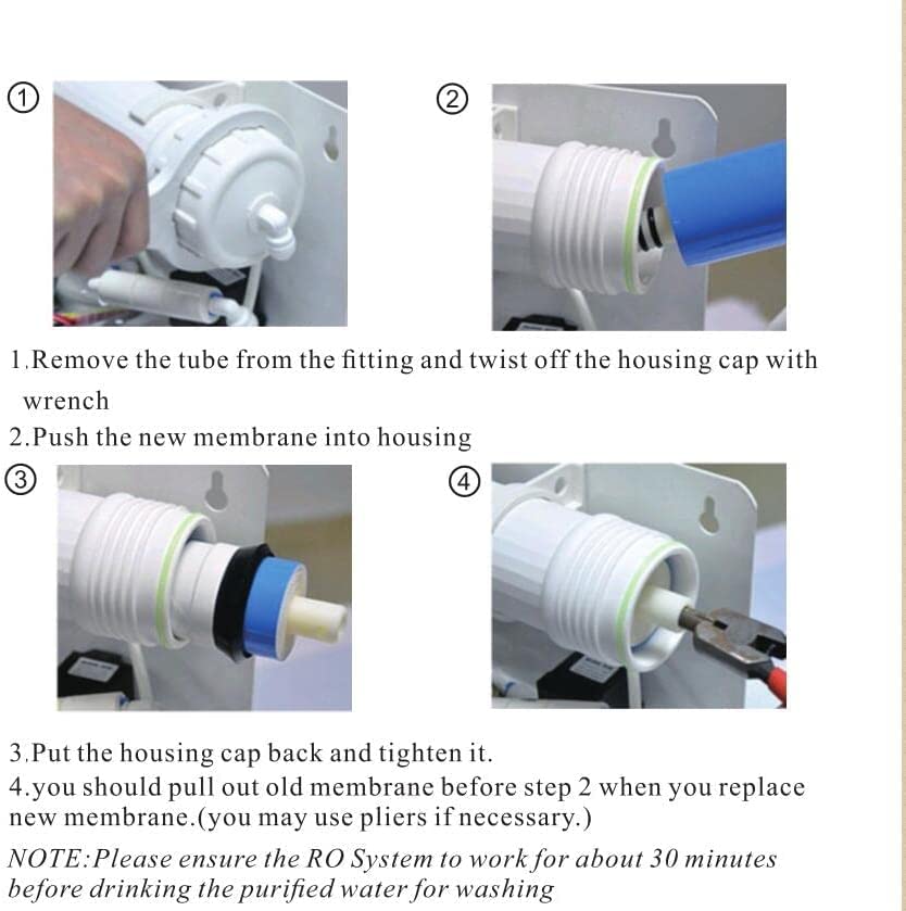 Geekpure Reverse Osmosis RO Membrane 50 GPD -NSF Certificated-Water Filter Replacement -Pack 4