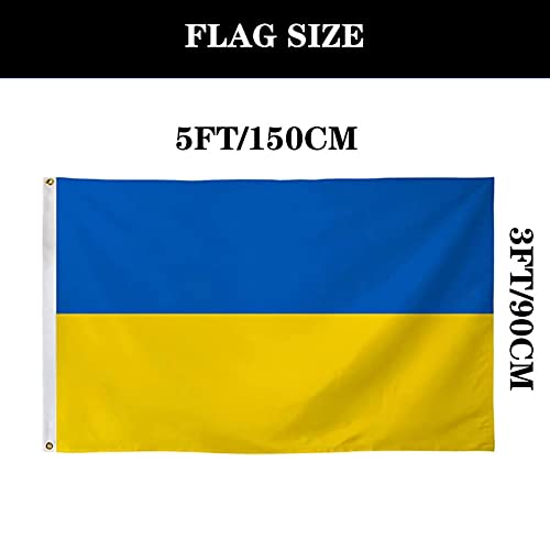 Hypoth Double Sided Ukraine Flag 3x5 FT Outdoor- UV Fade Resistant 3Ply Ukrainian National Flags Canvas Header with 2 Brass Grommets Easy to Rising
