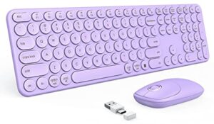 purple keyboard and mouse wireless, peious cute wireless keyboard and mouse with usb and type c receiver, full size cordless purple wireless keyboard for mac and windows, laptop, pc (purple)