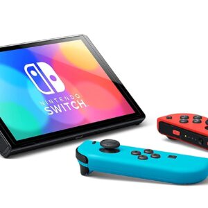 2022 Latest Model Switch OLED Display with Neon Blue Controllers and Dock - 7" 1280 x 720 OLED Touchscreen Display, 64GB Internal Storage,Bluetooth 4.1, 802.11AC WiFi, Ethernet, Type-C Port