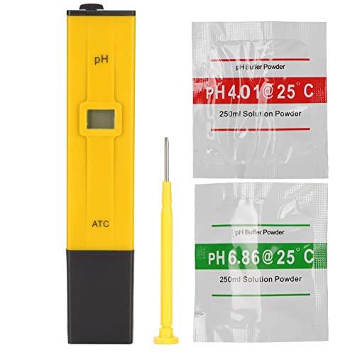 Zunate PH Meter Digital Display Small Error 0.0 to 14.0pH Measurement Range PH Tester High Compatibility Reliable ABS PH Pen for Aquariums Laboratory(Yellow Black)