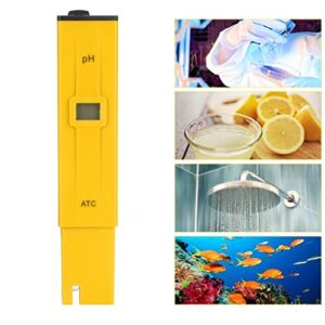 Zunate PH Meter Digital Display Small Error 0.0 to 14.0pH Measurement Range PH Tester High Compatibility Reliable ABS PH Pen for Aquariums Laboratory(Yellow Black)