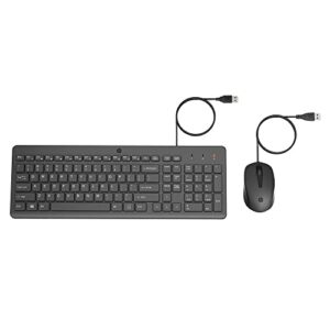 hp 150 wired mouse and keyboard combo - full-sized, low-profile keyboard with numeric keypad - 1600 dpi optical sensor, multi-surface wired mouse - usb plug-and-play connectivity (240j7aa, black)