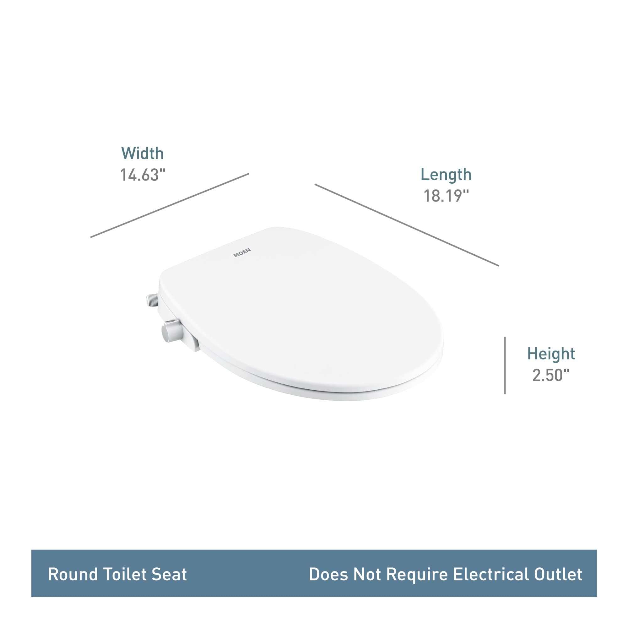 Moen EB500-R 2-Series Standard Non-Electronic Bidet Seat for Round Toilets, White