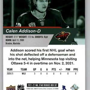 2021-22 Upper Deck NHL Star Rookies Box Set #9 Calen Addison Minnesota Wild Official NHL Hockey Card in Raw (NM or Better) condition