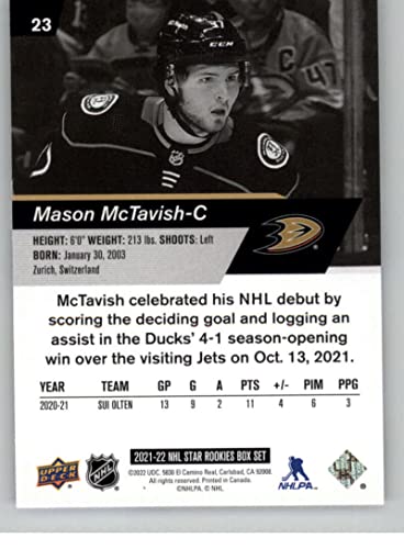 2021-22 Upper Deck NHL Star Rookies Box Set #23 Mason McTavish Anaheim Ducks Official NHL Hockey Card in Raw (NM or Better) condition