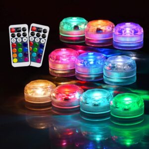 mini submersible led lights with remote, multicolor underwater tea lights candles, waterproof submersible tea lights battery operated submersible pool lights for wedding vase festival party, 20pcs