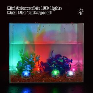 Mini Submersible Led Lights with Remote, Multicolor Underwater Tea Lights Candles, Waterproof Submersible Tea Lights Battery Operated Submersible Pool Lights for Wedding Vase Festival Party, 20pcs