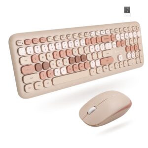 x9 colorful keyboard and mouse combo - 2.4ghz wireless - transform your space with a cute wireless keyboard and mouse set (110 keys and 18 shortcuts) - for pc and chrome (brown)