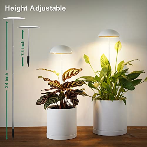 Grow Lights for Indoor Plants, POTEY 2 Heads Full Spectrum LED Plant Light, Height Adjustable Growing Lamp with Auto On/Off Timer 3/6/12H, 5 Dimmable Brightness