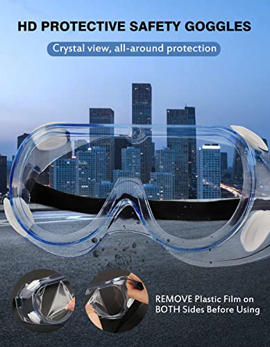 MELASA Safety Goggles ANSI Z87.1, Anti-Fog Protective Lab Goggles, Eye Protection Goggles, Adjustable,Lightweight