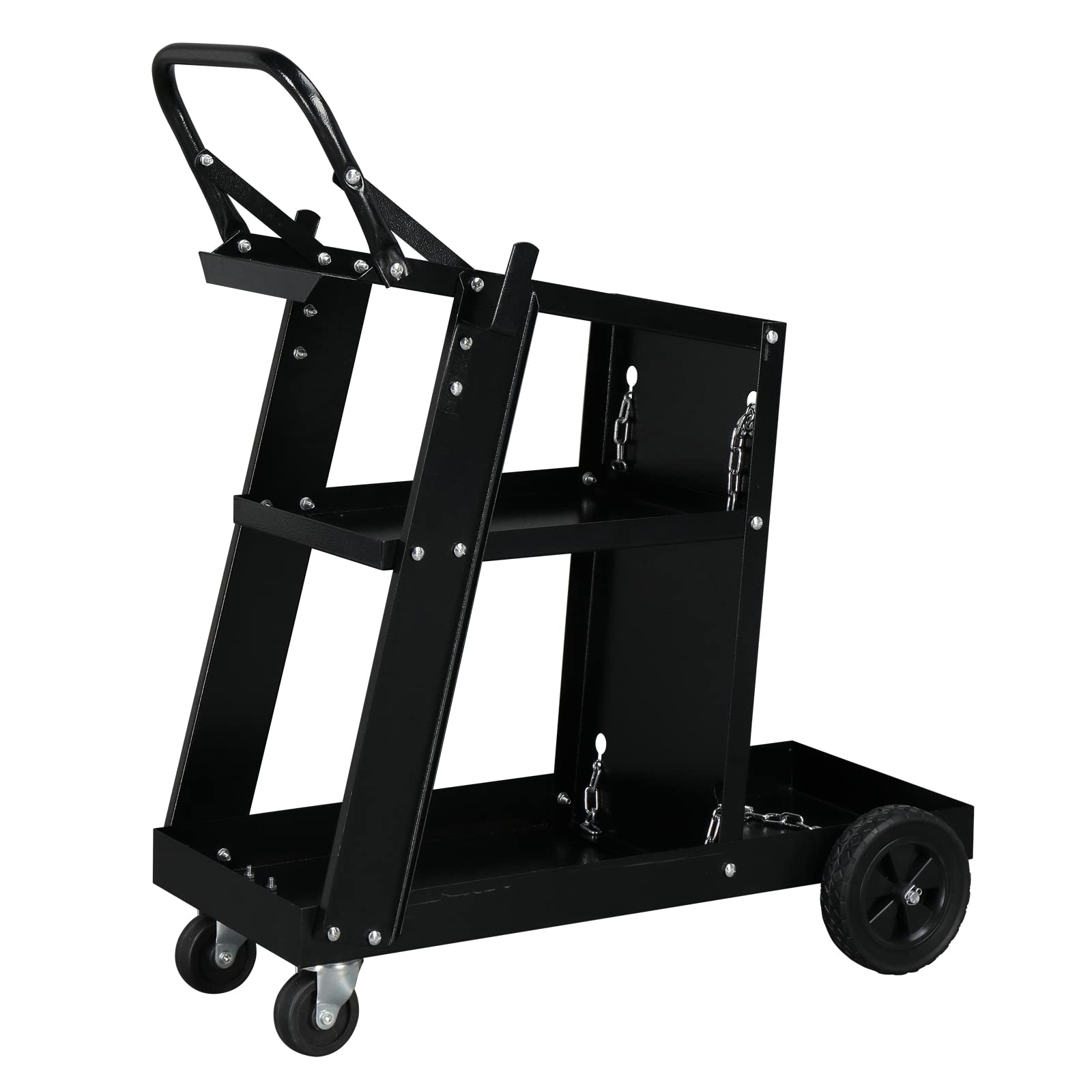 Winado Welding Cart 3 Tiers Rolling Welder Plasma Cutter, Heavy Duty Welding Carts with Wheels and Tank Storage for TIG MIG ARC, Black