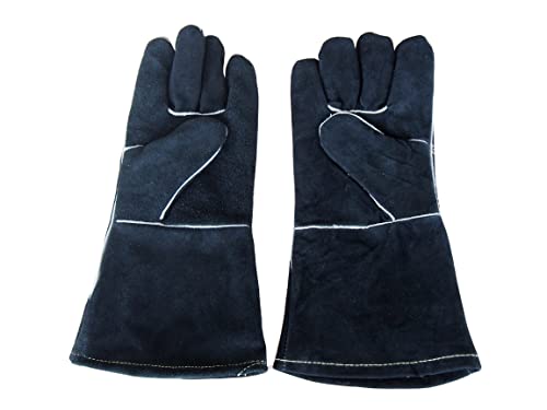 SDFWELD New Black Welding Work Gloves with Blue Palm Welders Thick Cow Split Leather Kitchen Stove Heat Puncture Resistant BBQ Glove