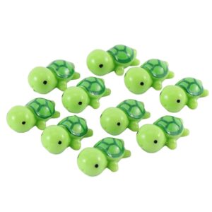 10 pcs mini turtle miniature figurines dollhouse bonsai garden micro landscape decor fairy garden miniatures, green