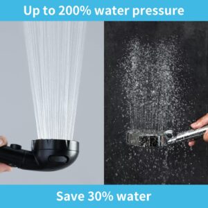 EAARSUO High Pressure Handheld Shower Head, RV Handheld Shower Head with Hose and On Off Switch, Detachable Shower Head with Adjustable Holder (Black)