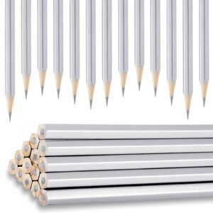 Gersoniel 48 Pack Metallic Marking Pencil Water Soluble Colored Pencils for Construction Workers Metal Work Plumbers Framers Carpenters Teacher Marking Tools, 6.9 Inches in Length (Silver)