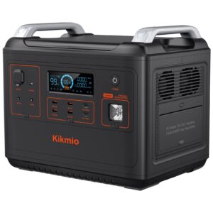 kikmio portable power station 2000w(peak 4000w), 2000wh backup battery lifepo4 fast charge 1.5 hours 100%, solar generator with 6 110v ac outlet for outdoors home cpap camping travel emergency