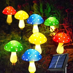 newest version 8-pack solar mushroom lights for garden decor, 8 modes waterproof outdoor multi-colored mushroom led fairy lamp for christmas halloween garden yard lawn