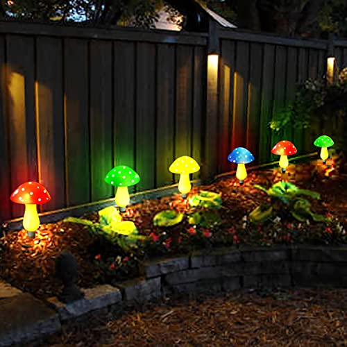 Newest Version 8-Pack Solar Mushroom Lights for Garden Decor, 8 Modes Waterproof Outdoor Multi-Colored Mushroom LED Fairy Lamp for Christmas Halloween Garden Yard Lawn
