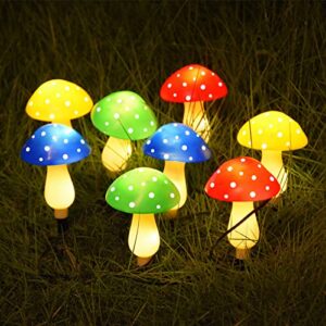 Newest Version 8-Pack Solar Mushroom Lights for Garden Decor, 8 Modes Waterproof Outdoor Multi-Colored Mushroom LED Fairy Lamp for Christmas Halloween Garden Yard Lawn