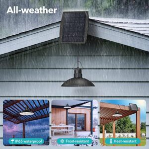 AGPTEK Solar Pendant Lights Outdoor Indoor, Dual Head Solar Shed Lights IP65 Waterproof Solar Lamp Indoor Solar Lights with Remote for Shed, Gazebo, Home, Patio, Barn, Chicken Coop, Porch, Garage