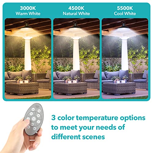 AGPTEK Solar Pendant Lights Outdoor Indoor, Dual Head Solar Shed Lights IP65 Waterproof Solar Lamp Indoor Solar Lights with Remote for Shed, Gazebo, Home, Patio, Barn, Chicken Coop, Porch, Garage