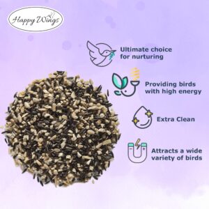 Happy Wings Finch Blend Bird Food, Mix of Sunflower Hearts/Kernels and Nyjer Seed, 5 Pounds | No Grow Seed | Bird Seed for Wild Birds