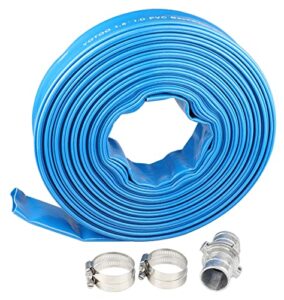 yotoo heavy duty pvc pool backwash hose 1-1/2 inch by 100 feet, reinforced discharge hose with connector and 4 clamps for swimming pools, pool drain hoses, blue