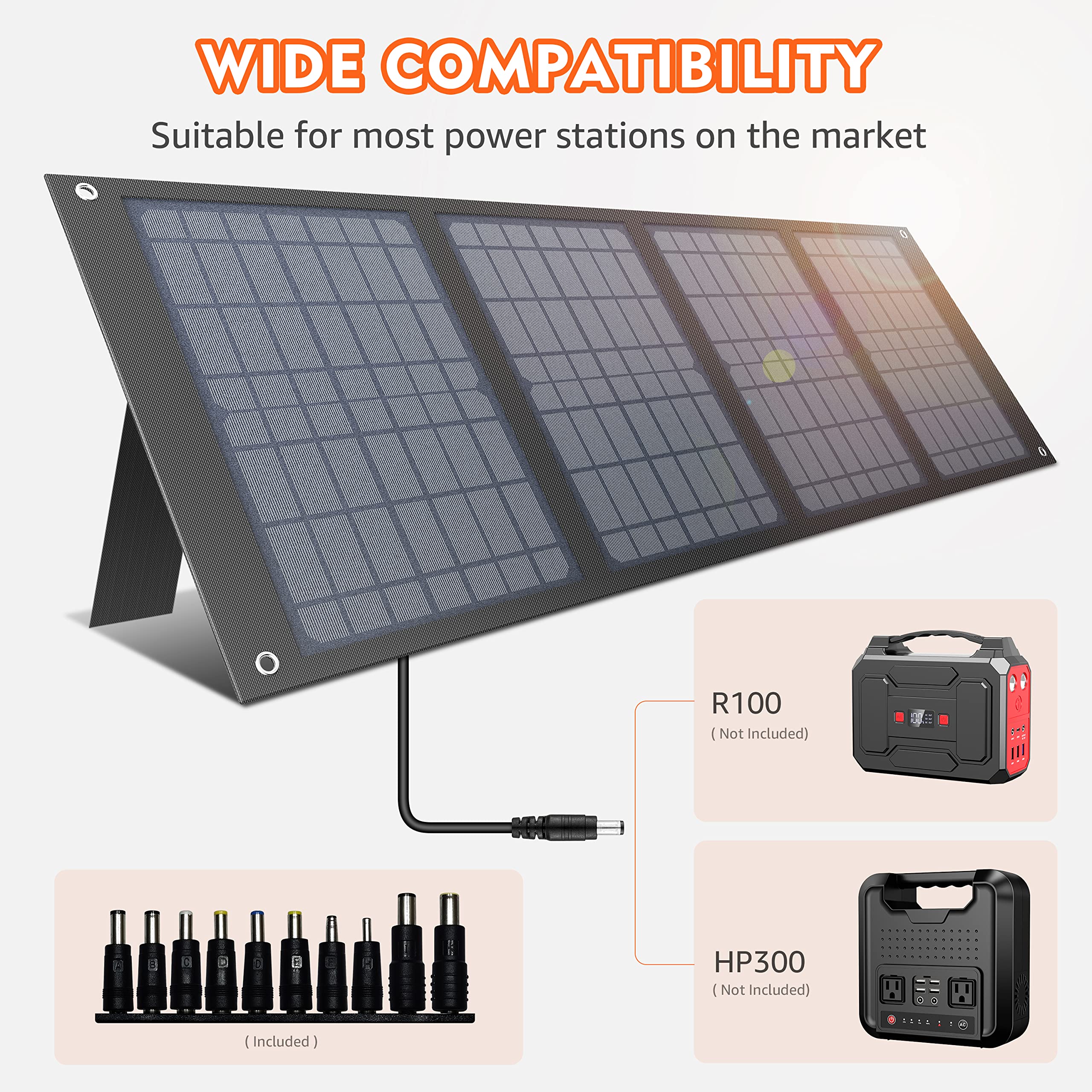 Apowking 146Wh Portable Power Bank with AC Outlet with 40W Foldable Solar Panel, Portable Laptop Charger for Camping, Home Emergency, Traveling, RV Trip