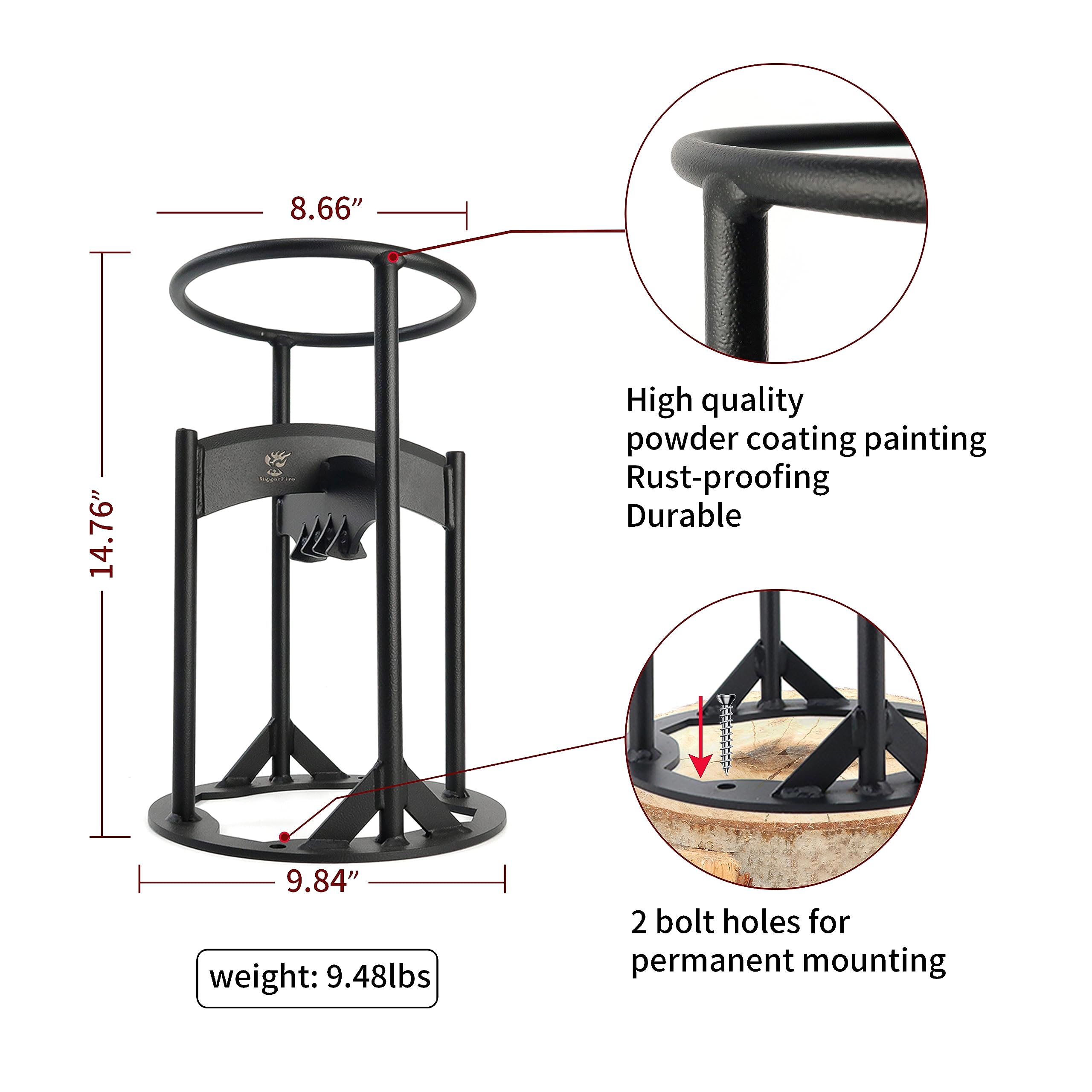 BiggerFire XL Kindling Splitter,Carbon Steel X Large Manual Log Splitter 14.6"X 8.5" Firewood Kindling,Dual Blade Wood Splitter Cutter with Carry Bag