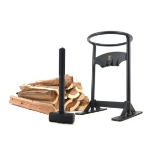 biggerfire manual log splitter firewood kindling splitter with 4lb hammer carry bag garden tool kit pc-ch