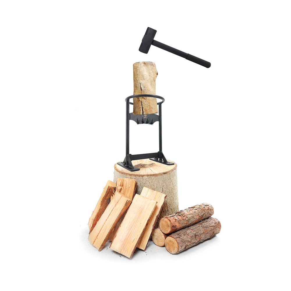 BiggerFire Manual Log Splitter Firewood Kindling Splitter with 4LB Hammer Carry Bag Garden Tool Kit PC-CH