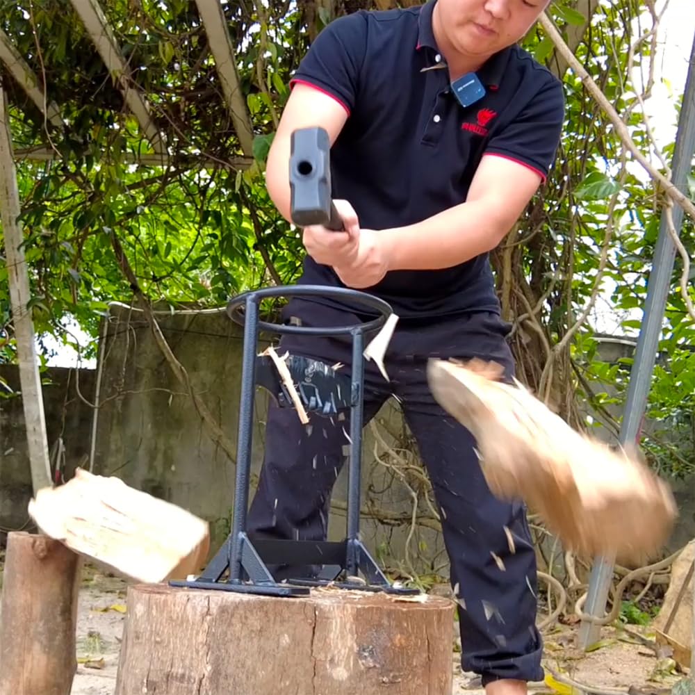 BiggerFire Manual Log Splitter Firewood Kindling Splitter with 4LB Hammer Carry Bag Garden Tool Kit PC-CH
