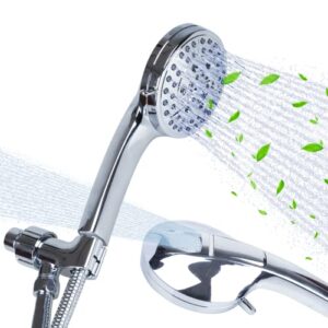 high pressure shower head with handheld, 7 functions auqacre shower head + jet water mode wash for cleaning bathtubs, pets & tile, rain shower head with 60'' stainless steel hose & adjustable bracket