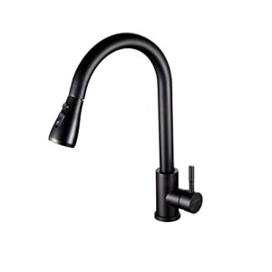 ksucbohar matte black kitchen sink faucet with pull down sprayer single handle kitchen faucets 360 swivel high arc home stainless steal faucets, matt black without base plate