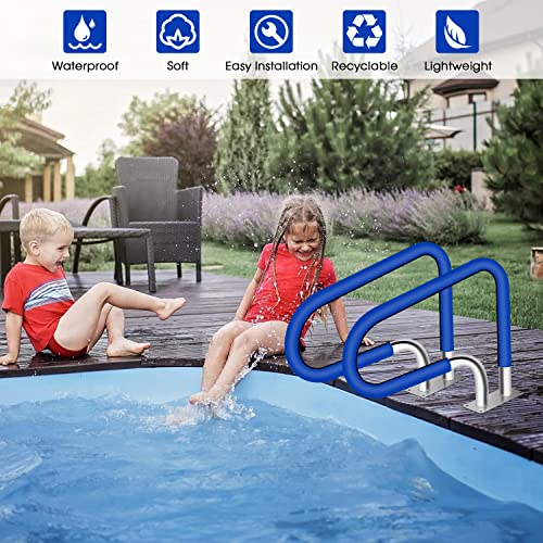 Pool Handrail Cover, Rail Grips Pool Hand Rail Covers with Zipper, Safety Grip Sleeve for Swimming Pool Inground Ladder Handles Hand Railing Covers -Blue, 10 Feet