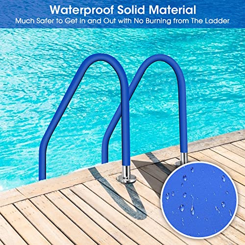 Pool Handrail Cover, Rail Grips Pool Hand Rail Covers with Zipper, Safety Grip Sleeve for Swimming Pool Inground Ladder Handles Hand Railing Covers -Blue, 10 Feet