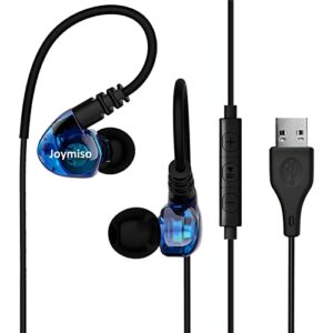 usb earbuds with microphone for pc laptop, 6.5ft long cord wired usb headphones headset for computer desktop macbook ps4 ps5 work calls gaming, over ear in-ear earphones w case, control, mute function