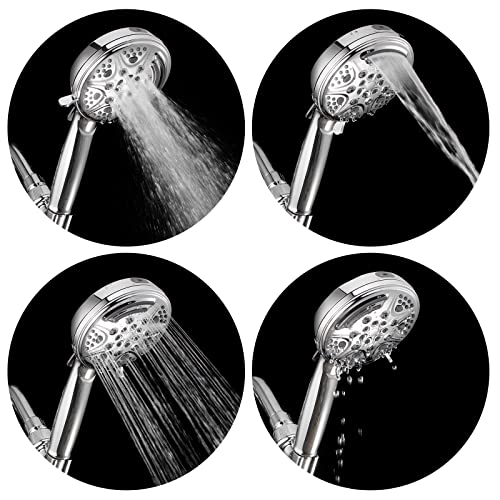 VANTENCY Shower Head with Handheld,9 Function Settings with Power Jet Wash Modes High Pressure Shower Heads,59" Stainless Hose and Adjustable Bracket (Brushed Nickel)