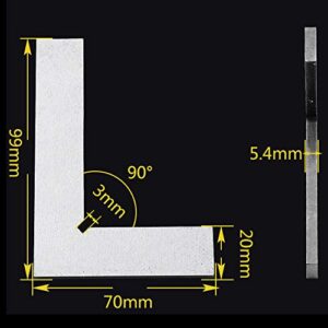 SQXBK Machinist Square Ruler 100x70mm/3.94x2.76inch 90 Degree Carbon Steel Machinist Square Ruler L Shaped Right Angle Ruler Woodworking Square Measure Tool