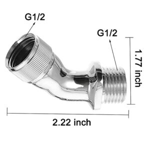 MOSELNY Shower Elbow Adapter for Shower Head,45°Angle Shower Head Extender Connector G1/2 Male to Female Shower Arm Extension for Wall-mounted Shower or Handheld Shower header Connector,Polish Chrome