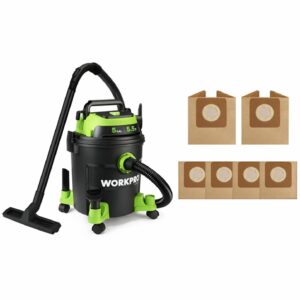 workpro 5 gallon wet/dry shop vacuum with accessories & 5g dust collection bag
