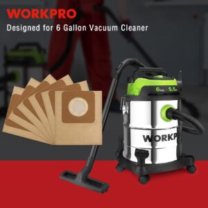 WORKPRO 6 Gallon Wet/Dry Shop Vacuum with Attachments & 6 Pack 6G Dust Collection Bag