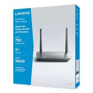 linksys n600 wireless router, 5 ports, dual-band 2.4 ghz/5 ghz