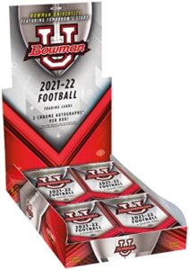 2022 bowman university football hobby (24 packs/4 cards: 2 autos, 5 refractors)