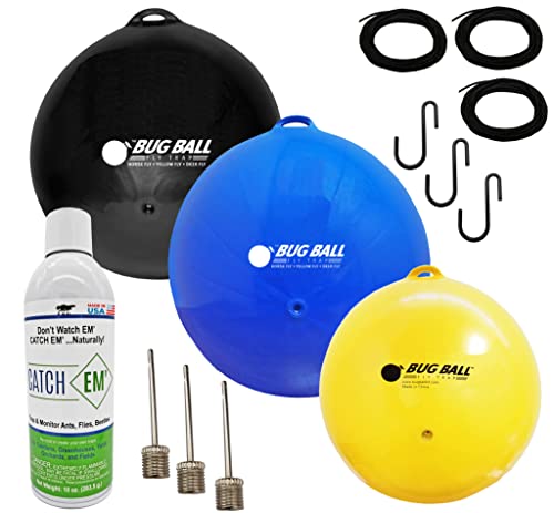 Bug Ball 3 Pack Deluxe Sampler Kit Complete- Odorless Eco-Friendly Biting Fly and Insect Killer with NO Pesticides or Electricity Needed, Kid and Pet Safe